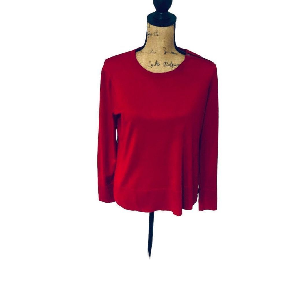 Investments Womans Petite Size Large Red Long Sleeved Crew Neck Sweater